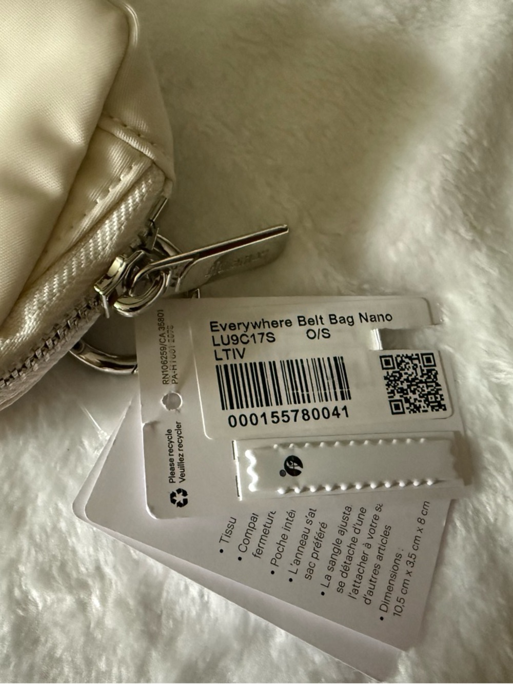 New Lululemon Light Ivory Everywhere Belt Bag Nano 4.1” x 1.4” x 3.2” nwt - Picture 5 of 8